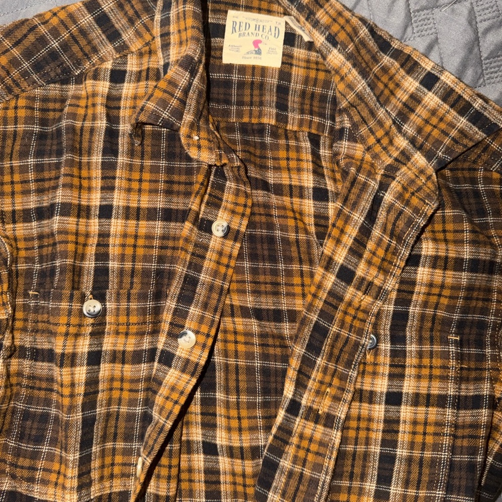RedHead Men's Casual Plaid Shirt - Brown and Black